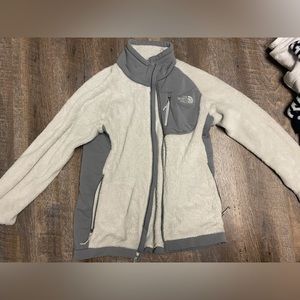 White north face zip up jacket size medium